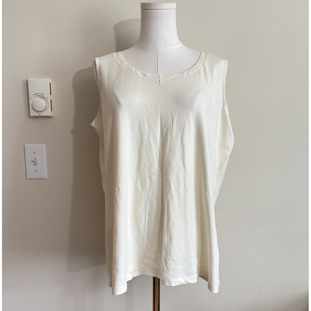 NWT Talbots Plus Size 1X Sleeveless Top Base Layer Cream Ivory Minimalist Chic